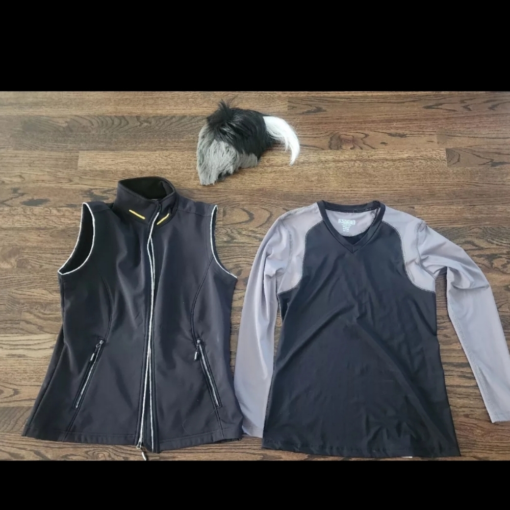 Shiro Voltron Costume + Gloves / Wig - Core Black Vest - Augusta Longsleeve